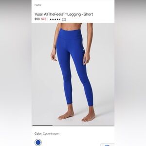 Vuori Women's Vibrant Blue Leggings